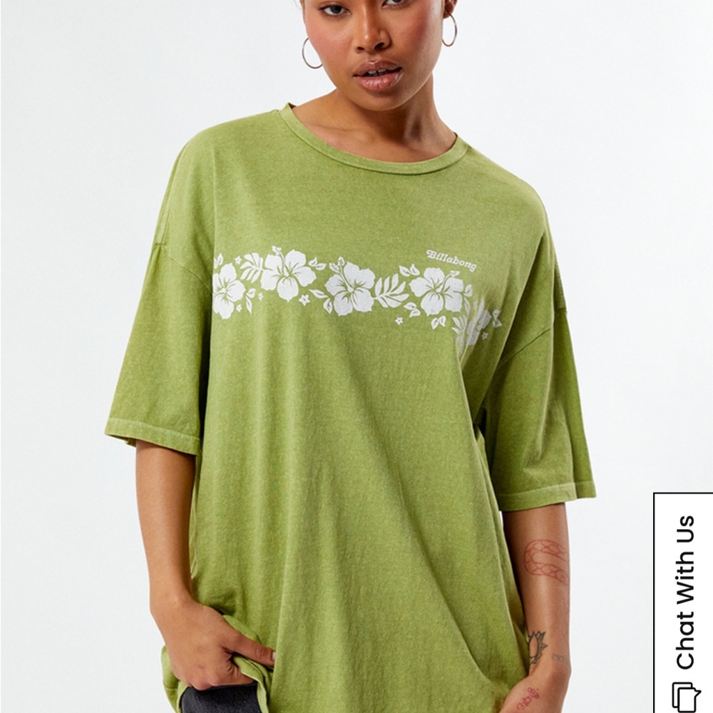 Billabong Women's oversized  Green Floral Top